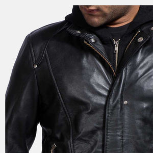 แจ็คเก็ตหนังสำหรับขี่มอเตอร์ไซค์ผู้ชาย รุ่นขายดี คอตั้ง ระบายอากาศ กันน้ำ สำหรับฤดูหนาว พร้อมโลโก้ด้านหน้า - Product Image 6