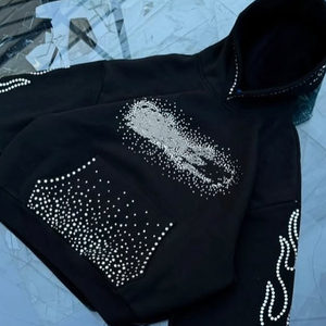 Sudadera con capucha para hombre, estilo streetwear, con efecto desgastado por el sol, lavado ácido, cremallera gruesa, 100% algodón, ecológica, transpirable, con apliques bordados y efecto desgastado - Product Image 5