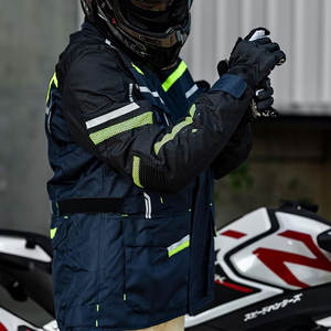Blouson de moto en toile Cordura robuste, qualité supérieure, imperméable, respirant, écologique, protection hivernale, logo frontal - Product Image 3