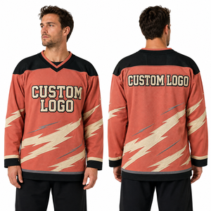 Maillot de hockey sur glace personnalisé pour joueur, style professionnel moderne, pour gardien de but, prêt pour la patinoire, colorblock, rayé, imprimé, logo brodé - Product Image 1