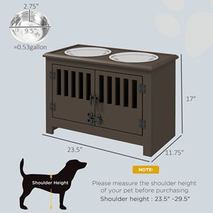 Mobiletto contenitore per cibo per cani Espresso con ciotole rialzate in ceramica e stazione di alimentazione lenta per cani - Product Image 3