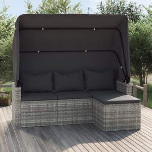 Canapé de jardin pliable 3 places en rotin PE gris, idéal pour une utilisation en extérieur - Product Image 1