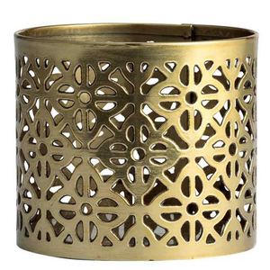 Portavelas votivo de hierro y Metal con acabado dorado, farol decorativo, soporte perforado para bodas y decoración del hogar - Product Image 1