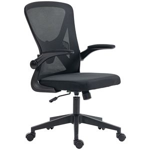 Sedia da Ufficio Ergonomica Nera con Supporto Lombare, Altezza Regolabile, Braccioli Ribaltabili, Design Contemporaneo per Dirigenti e Scrivanie - Product Image 1
