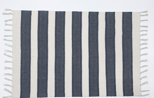 Striped Cotton <b>Rug</b> Rectangle Modern Non-Slip Exercise Mat Home Use Flat Weave <b>Thin</b> Pile - Product Image 2