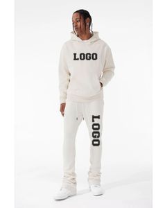Ensemble de survêtements unisexes de haute qualité en coton 450 g/m², comprenant des sweats à capuche amples et des pantalons de survêtement évasés, avec logo personnalisé, fermeture éclair surdimensionnée, pour hommes - Product Image 6