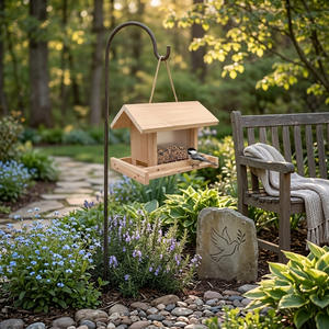 Mangeoire à oiseaux suspendue en bois en forme de maison, mangeoire à oiseaux d'extérieur grande capacité, décoration de jardin - Product Image 3