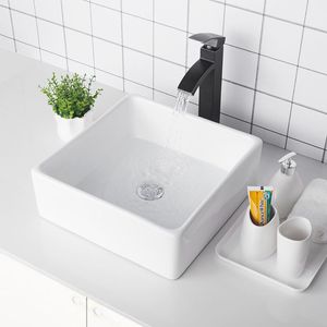 Lavabo da appoggio in ceramica bianca in porcellana, lavabo artistico per bagno, da posizionare sopra il mobile, stoviglie e piatti di alta qualità - Product Image 2
