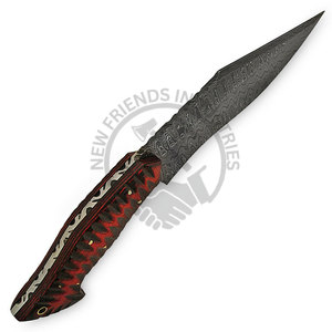 Brand New Edition Customizable 12" Damascus Steel Full Tang Ladder Pattern Outdoor <b>Hunting</b> Knife Wood Handle Best Camping Knife - Product Image 3