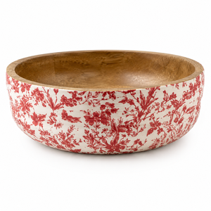 Elegante Tazón para Ensalada de Madera de Mango con Estampado Esmaltado, Apto para Alimentos, Hecho a Mano, para Ensaladas, Frutas, Pasta, Bocadillos, Cocina y Comedor - Product Image 1