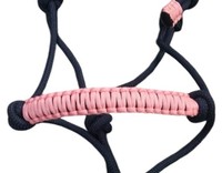HM GLOBAL Étrier de cheval en nylon bleu écologique de haute qualité avec muserolle tressée rose pour chevaux de taille Cob et plus grands, pour l'équitation