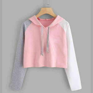 Sudadera con Capucha Corta de Felpa para Mujer, 100% Algodón, Bordada, de Manga Larga, Transpirable, Estilo Deportivo para Invierno - Product Image 2