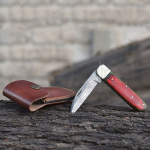 มีดพับ JOIA KNIVES เหล็กดามัสกัสเกรดอุตสาหกรรม ด้ามไม้ปักก้า ใบมีดพับแบบขาแกะ สำหรับเอาตัวรอด ล่าสัตว์ และใช้ในชีวิตประจำวัน - Product Image 6