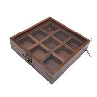 Caja de especias rectangular de madera premium con tapa para almacenamiento en la cocina, hierbas, condimentos y frutas secas