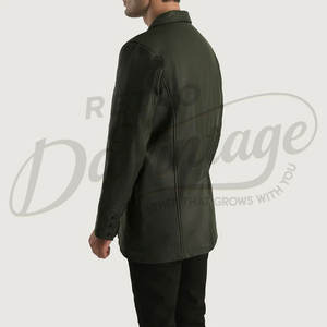 เสื้อแจ็คเก็ตหนังแท้ทรงซาฟารีสำหรับผู้ชาย หนังแกะคุณภาพพรีเมียม กระเป๋าสี่ช่อง สไตล์วินเทจลำลอง ติดกระดุม - Product Image 2