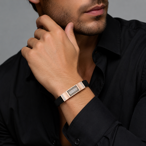 18KT Gold <b>Black</b> Ceramic Diamond Accent Link Bracelet for Men High <b>Polish</b> Modern Luxury Wedding Party Daily Wear Gift Jewelry - Product Image 1