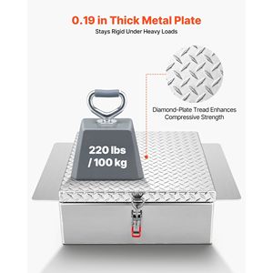 Cassetta Portautensili in Alluminio Resistente per Camion con Piastra Diamantata, Capacità 220 Libbre, Organizer per Stoccaggio, Cassetta Portautensili Robusta per Camion - Product Image 2