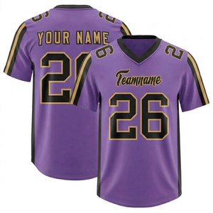 Jersey de Fútbol Americano Personalizado con Nombre de Equipo y Jugador, Transpirable y Ligero, en Negro y Dorado, 100% Poliéster, Colores Personalizados - Product Image 1
