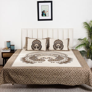 Couvre-lit en coton de qualité supérieure, imprimé à la main à Jaipur, avec deux taies d'oreiller et drap plat, prix de gros - Product Image 6