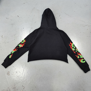 Custom Raw Hem Sweatshirt Streetwear Screenprint No Drawstring Cut Distressed Hoodie Unisex - Product Image 5