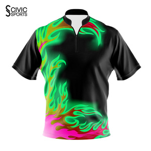 Customizable Sports 1/4 Zip T-shirts Quick Dry Sublimation Print <b>Bowling</b> Jersey Free Design Uniform - Product Image 3
