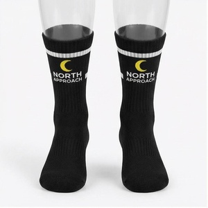 North Approach Crew <b>Socks</b> <b>Black</b> Breathable Running <b>Socks</b> for Adults Summer Season - Product Image 1