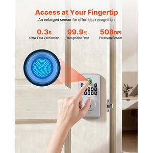 Serratura Elettronica Biometrica con Impronta Digitale e Blocco Automatico, Codice Monouso Anti-Spia, Design Ergonomico per Porte in Legno - Product Image 3