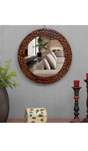 Wooden <b>Round</b> <b>Wall</b> <b>Mirror</b> Decorative Rustic Wooden Frame <b>Wall</b> <b>Mirror</b> for Living Room Bedroom Entryway Farmhouse Home Decor - Product Image 5