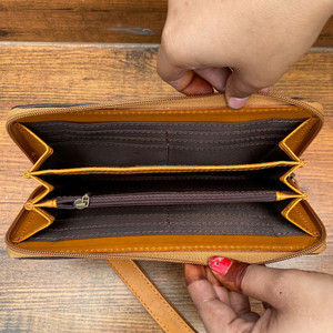 Cartera RFID de cuero mecanizado a mano larga de lujo para mujer personalizada de fábrica, Cartera de mano de cuero de vaca de diseñador para mujer - Product Image 6