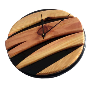 Hand Crafted Natural Wooden Black Resin <b>Clock</b> Housewarming Gift Wooden Epoxy Resin <b>Art</b> Wall <b>Clock</b> - Product Image 5
