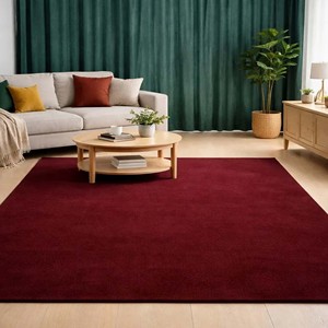 Solid Burgundy Area Rug Modern Hand Tufted Wool Rug Plush Soft Living Room Carpet Luxury Minimalist Bedroom <b>Floor</b> Rug Home Decor - Product Image 3