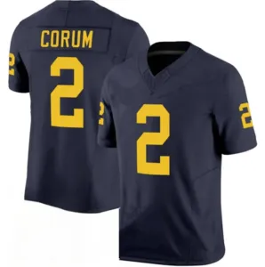 2026 Ingrosso per College 2 Blake Corum 9 J.J. McCarthy F.<span class=keywords><strong>U</strong></span>.<span class=keywords><strong>S</strong></span>.E. Maglie da Calcio Corte con Cuciture Blu <span class=keywords><strong>Navy</strong></span> Edizione Limitata per Giocatori - Product Image 5