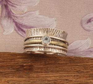 Anillo de Plata de Ley 925 con Topacio Azul Natural, Clásico, para Aniversario de Bodas, Apilable, para Mujer, Venta al Por Mayor - Product Image 1