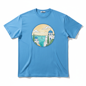 Camiseta Personalizada con Estampado de Isla Griega, Manga Corta, Cuello Redondo, Algodón Jersey, Corte Regular - Product Image 6