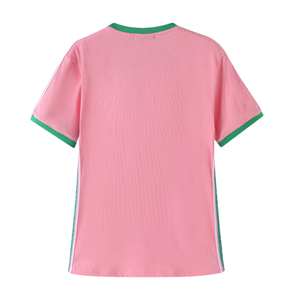   เสื้อเชิ้ตพิมพ์ลายนูนระดับพรีเมียม สีชมพู คอกลม แขนสั้น แฟชั่นลำลองสำหรับผู้หญิง สไตล์กรีก - Product Image 1