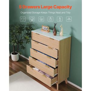 Comò Moderno Minimalista a 5 Cassetti con Dispositivo Antiribaltamento Scorrevole per Uso in Seminterrato - Product Image 4