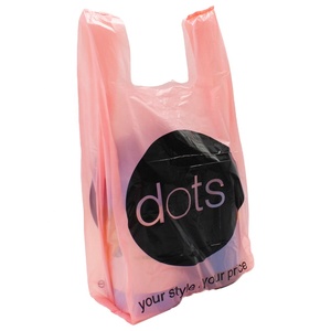 Sacs en plastique personnalisés pour supermarchés, sacs de courses en plastique de qualité, sacs de courses en forme de T-shirt avec logo PET - Product Image 6
