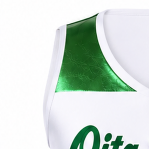 Maillot de cheerleading sans manches sublimé blanc et vert, tenue de sport d'équipe, haut de performance pour l'entraînement et la compétition - Product Image 4