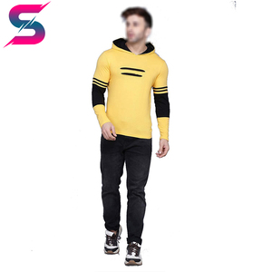 2026 Black And Yellow Contrast Color OEM ODM Service Out <b>Door</b> Casual Wear Latest Style Lightweight Regular Sleeve Hoodies - Product Image 3