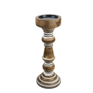 Candelabro de Madera Rústico, Portavelas de Madera Blanca Envejecida, Centro de Mesa para Decoración de Bodas - Product Image 1