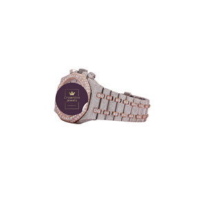 Reloj de Lujo Personalizado con Moissanita y Diamantes de Corte Redondo en Oro de Dos Tonos para Hombre, Movimiento de Cuarzo, Resistencia al Agua de 10 Bares - Product Image 4