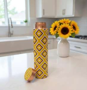 Botella de Cobre Puro Moderna Antideslizante para Beber, Hidratación Saludable, Bienestar Ayurvédico, a Prueba de Fugas, Ecológica, Segura para Uso Doméstico - Product Image 2