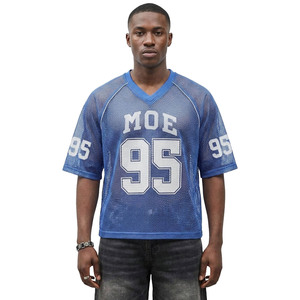 Trendy Boxy Fit Oversized Customised Breathable See Through Mesh American Football Jersey Custom Logo OEM Bulk Streetwear - Product Image 1