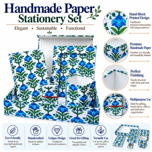 Wholesale Hand Block Printed Paper Silk Screen Printed Floral <b>Pencil</b> <b>Holder</b> Eco Friendly <b>Desk</b> Organizer Artisan Office - Product Image 6