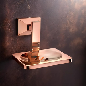 Jabonera Metálica de Pared con Acabado en Oro Rosa, Porta Jabón Rectangular para Baño, Bandeja para Jabón de Montaje en Pared - Product Image 1