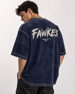 เสื้อยืดฟลีซสีดำทรงโอเวอร์ไซส์ แบรนด์ Fawkes รุ่นวินเทจ ระบายอากาศได้ดี สไตล์สตรีทแวร์ แขนสั้น คอกลม ผ้าฝ้าย โลโก้ด้านหน้า ขายดีที่สุด - Product Image 2