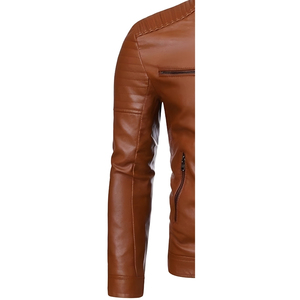 Hot Premium Quality Leather Winter <b>Jacket</b> for Men with Front Logo Heated Reversible Waterproof & Windproof Wool <b>Lined</b> - Product Image 3