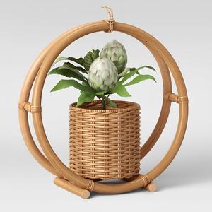 Pot suspendu en rotin, décoration de jardin bohème, panier à plantes en cannage de qualité supérieure - Product Image 3