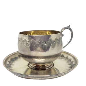 Ensemble tasse et soucoupe à thé portables en acier inoxydable, design contemporain fait main, pour service hôtelier et usage décoratif, soucoupe à café et à thé - Product Image 4