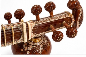 Sitar estilo Ravi Shankar Royal Maharaja, completamente decorado, doble tumba, instrumento clásico indio de cuerdas con estuche de fibra de vidrio - Product Image 5